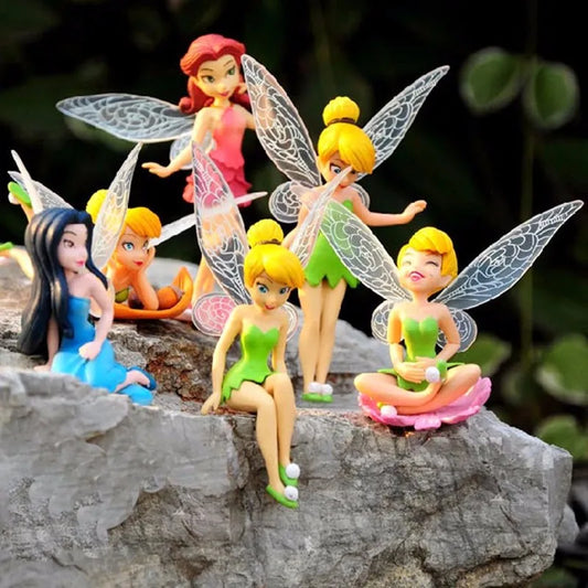 6pcs/Set Kids Tinkerbells Dolls Mini Fairy Figure Toys Children Animation Cartoon Toys Girls Dolls Baby Toy Decorations Figure