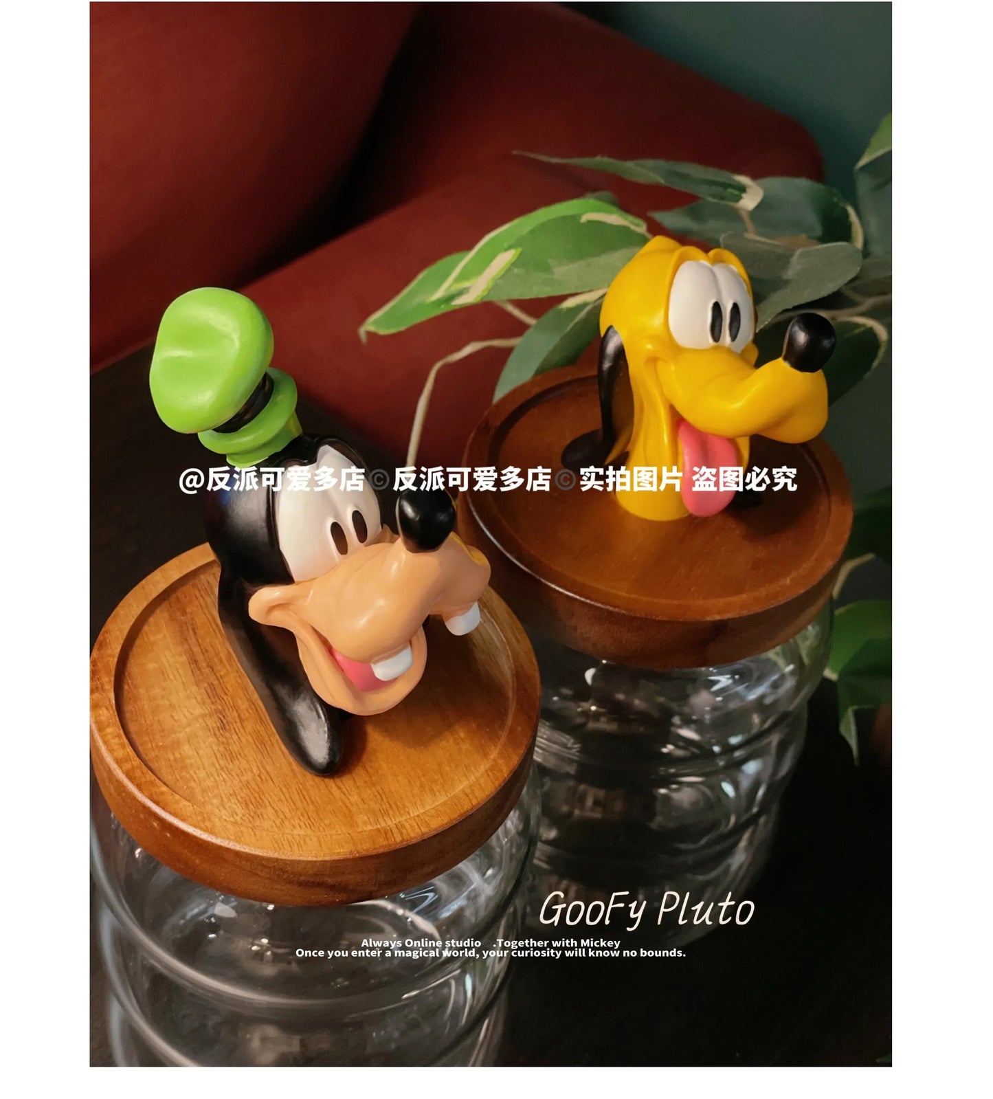 Disney Mickey Minnie Goofy Pluto Glass Jar Food Cartoon Storage Box