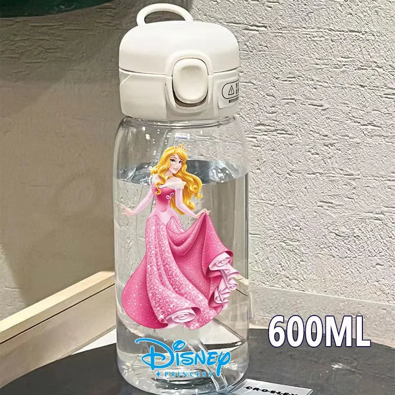 Disney Princess Straw Water Cup Portable Plastic 600/400ML Transparent