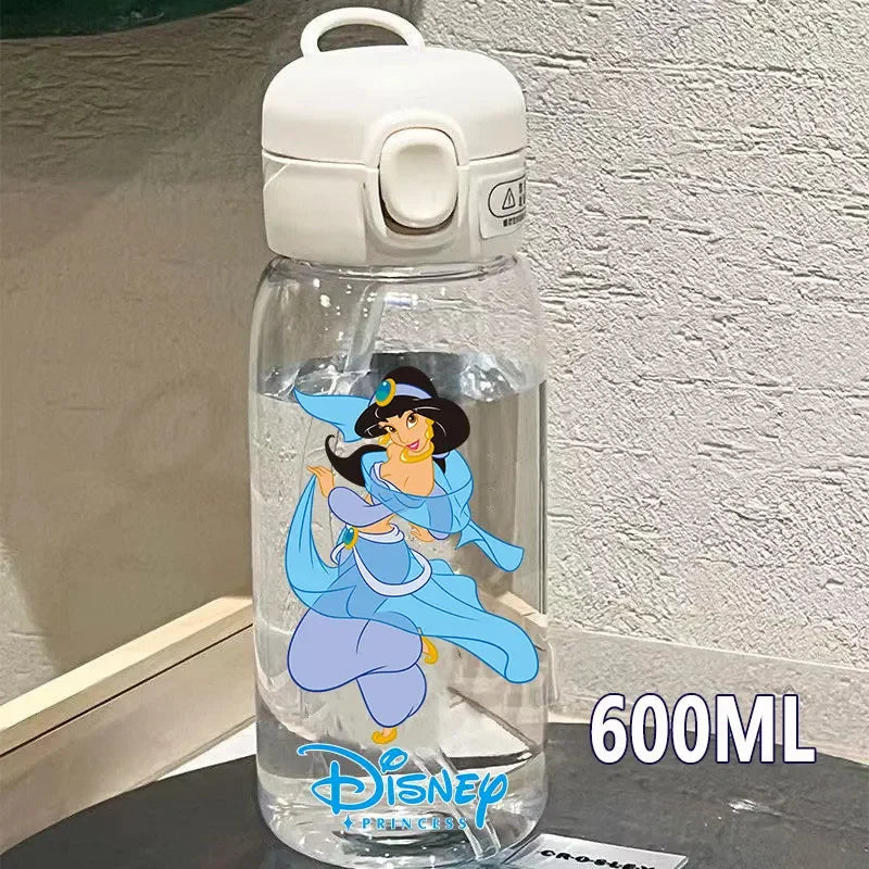 Disney Princess Straw Water Cup Portable Plastic 600/400ML Transparent