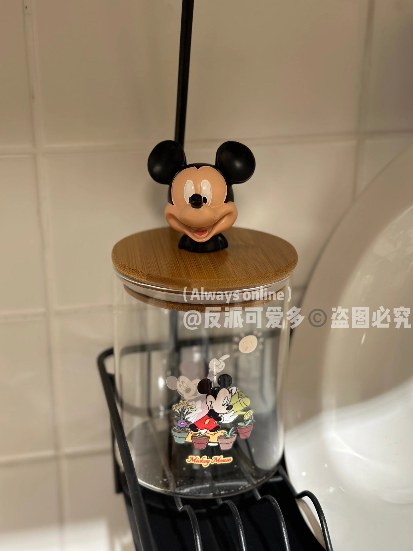 Disney Mickey Minnie Goofy Pluto Glass Jar Food Cartoon Storage Box