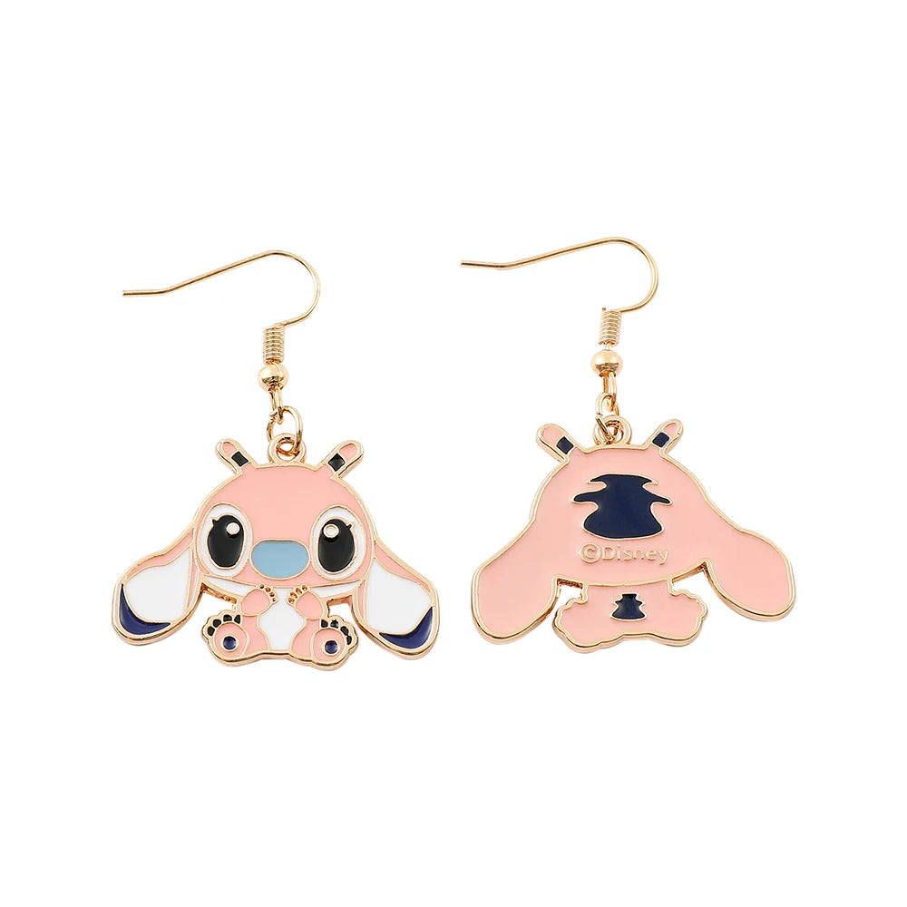 Disney-Cute Cartoon Stitch with Flower Stud Earrings