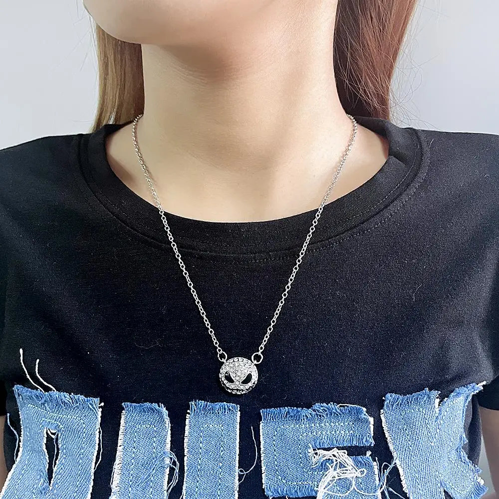 Disney the Nightmare Before Christmas Jewelry Jack Skellington Chunky Necklace for Women Halloween Goodie Gift