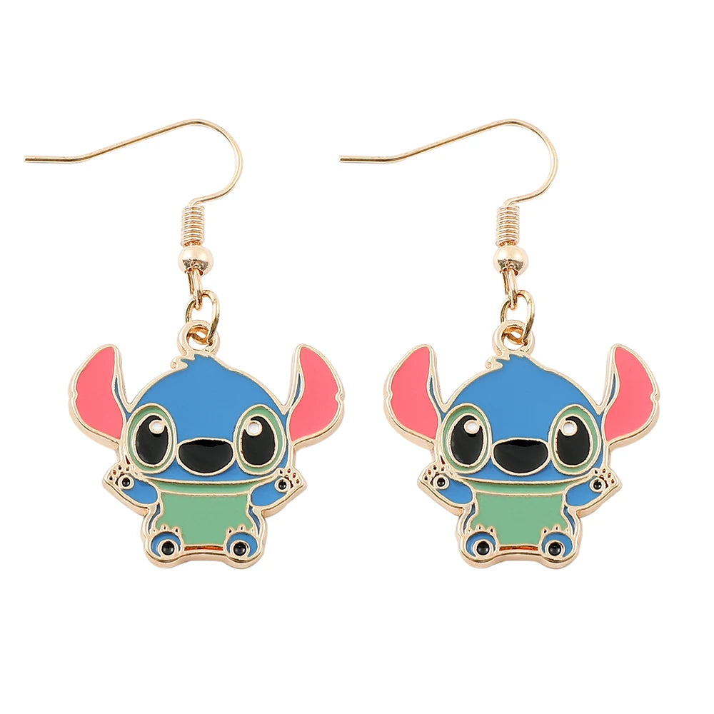 Disney-Cute Cartoon Stitch with Flower Stud Earrings