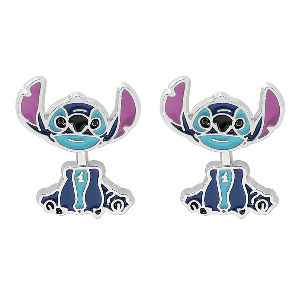 Disney-Cute Cartoon Stitch with Flower Stud Earrings