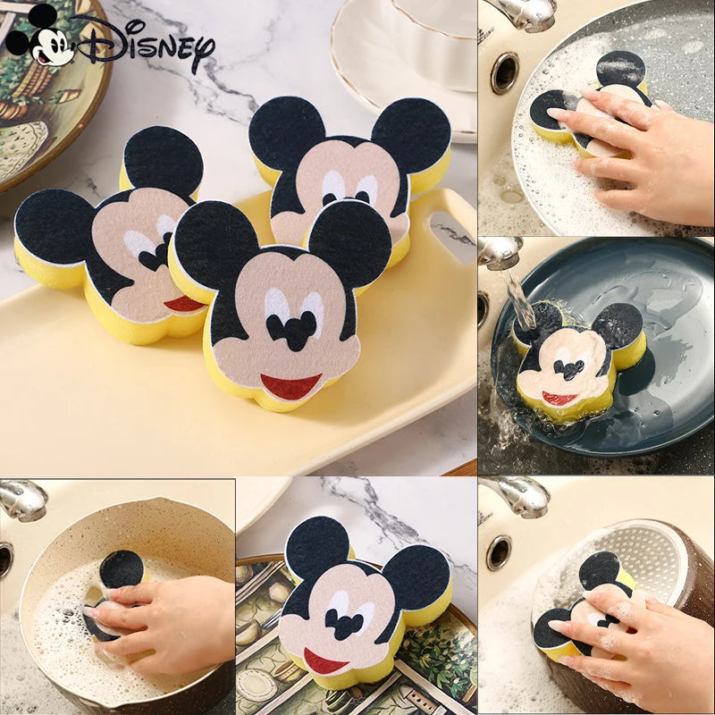 Cartoon Disney Mickey Cleaning Brushes Creative Mickey Sponge Cleaning Tools Kitchen Bathroom Accessories Dishwashing Sponge