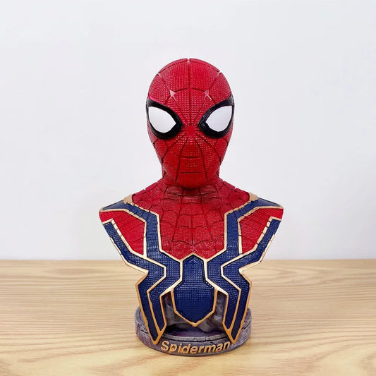 18cm Superhero spiderman Iron man Black Panther figure bust Resin statue spider man Collection model home Ornaments desk decor