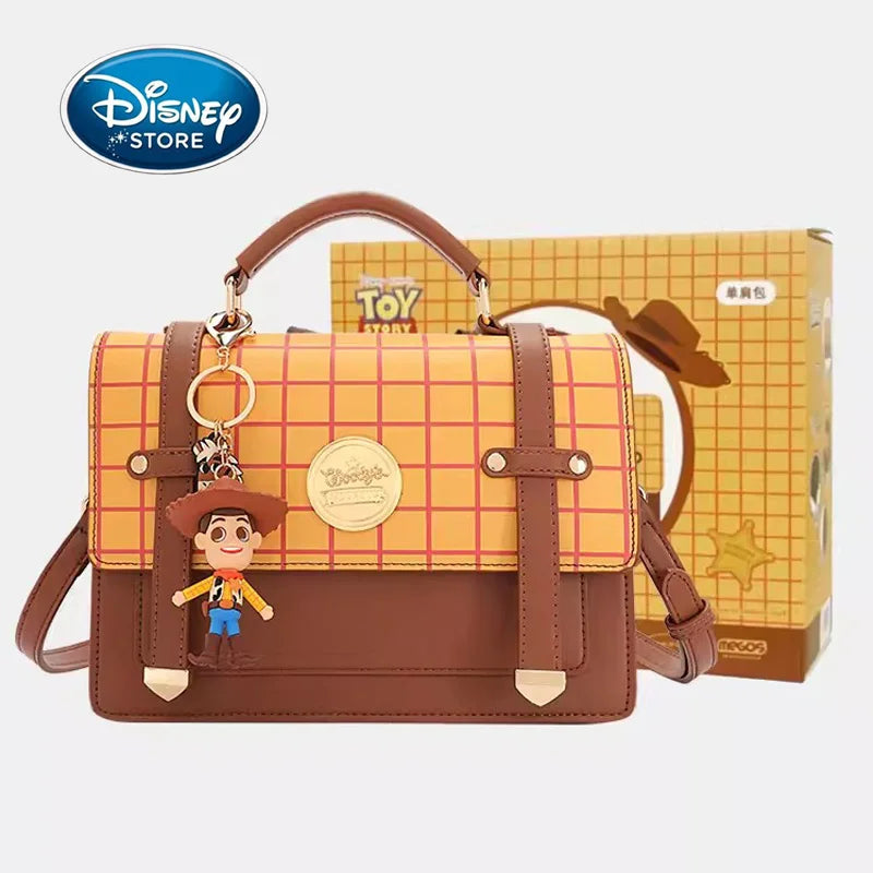 Original Disney Woody Postman Bag New Women Handheld Large Capacity Shoulder Crossbody Bag Cute Cambridge Bag With Pendant