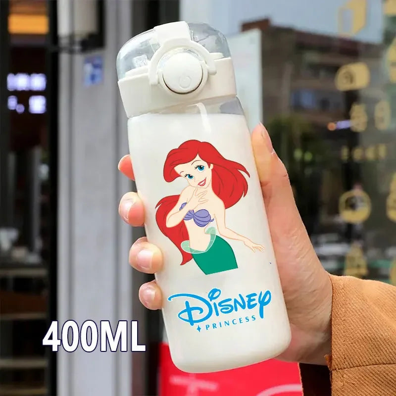 Disney Princess Straw Water Cup Portable Plastic 600/400ML Transparent