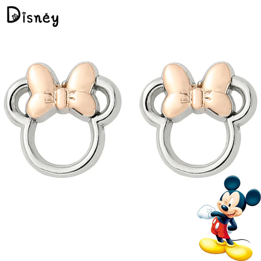 Disney Mickey Ear Studs Earrings Luxury Charm Jewelry Mickey Mouse Bowknot Earrings Fashion Accessories for Women Quality Gifts