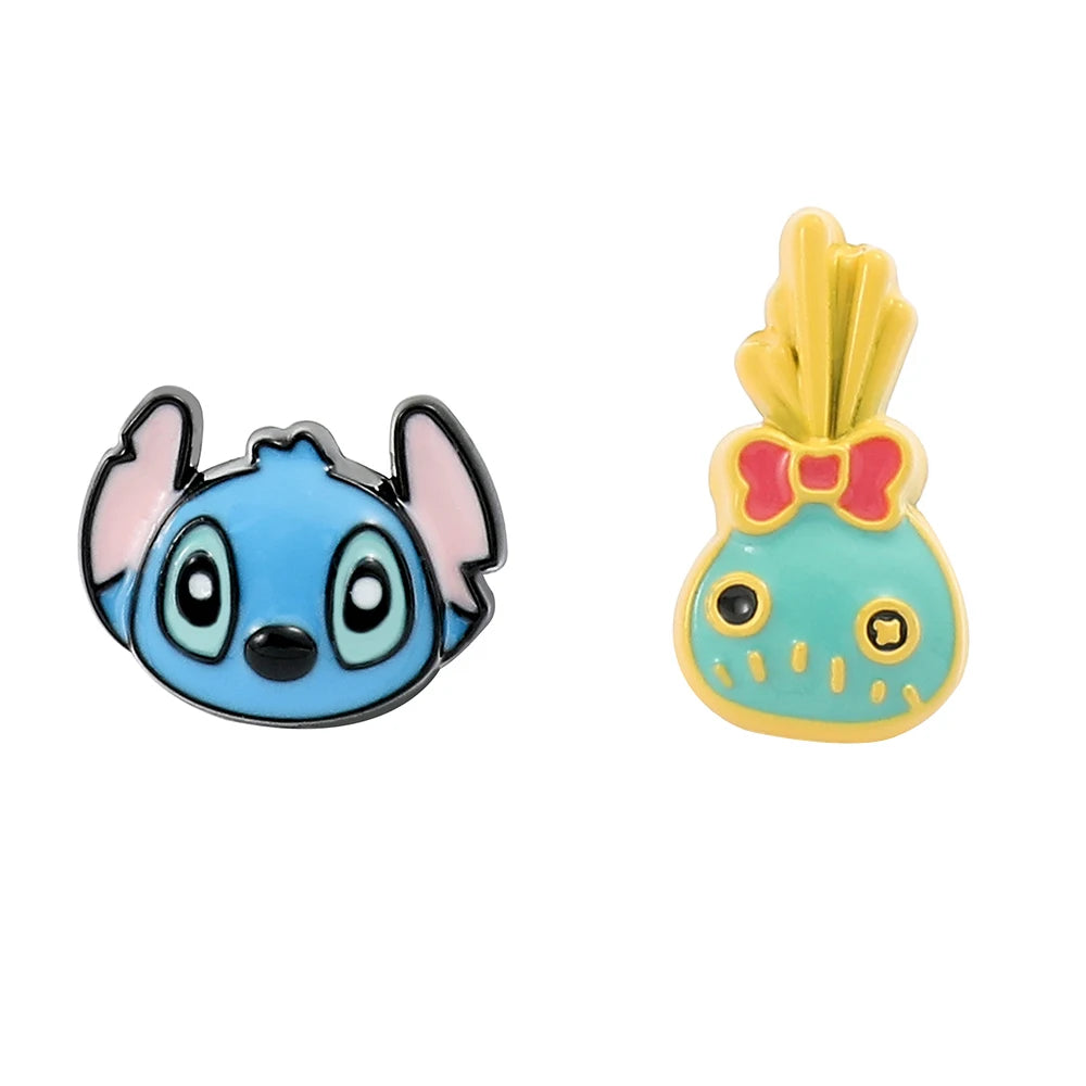 Disney-Cute Cartoon Stitch with Flower Stud Earrings