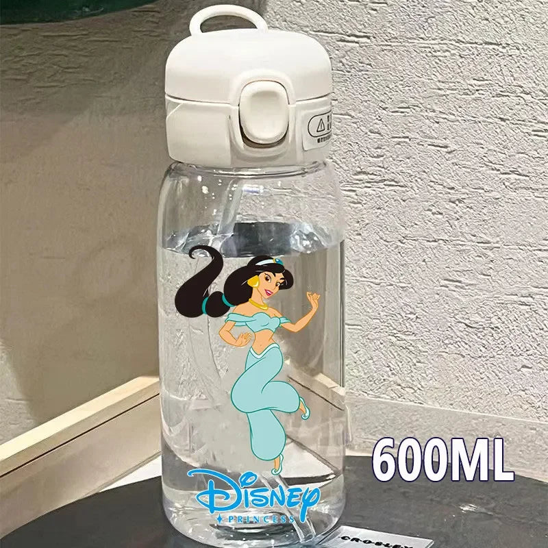 Disney Princess Straw Water Cup Portable Plastic 600/400ML Transparent