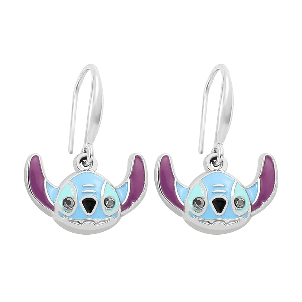 Disney-Cute Cartoon Stitch with Flower Stud Earrings