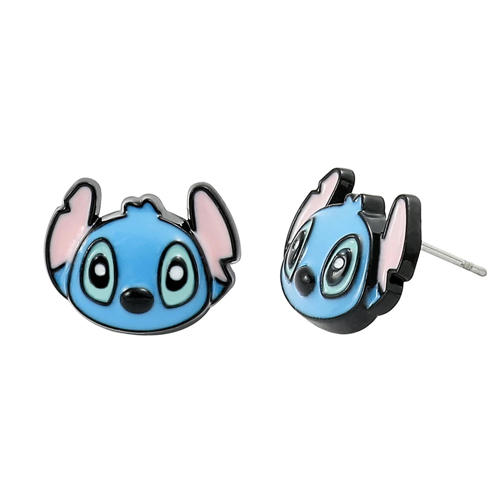 Disney-Cute Cartoon Stitch with Flower Stud Earrings