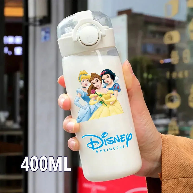 Disney Princess Straw Water Cup Portable Plastic 600/400ML Transparent