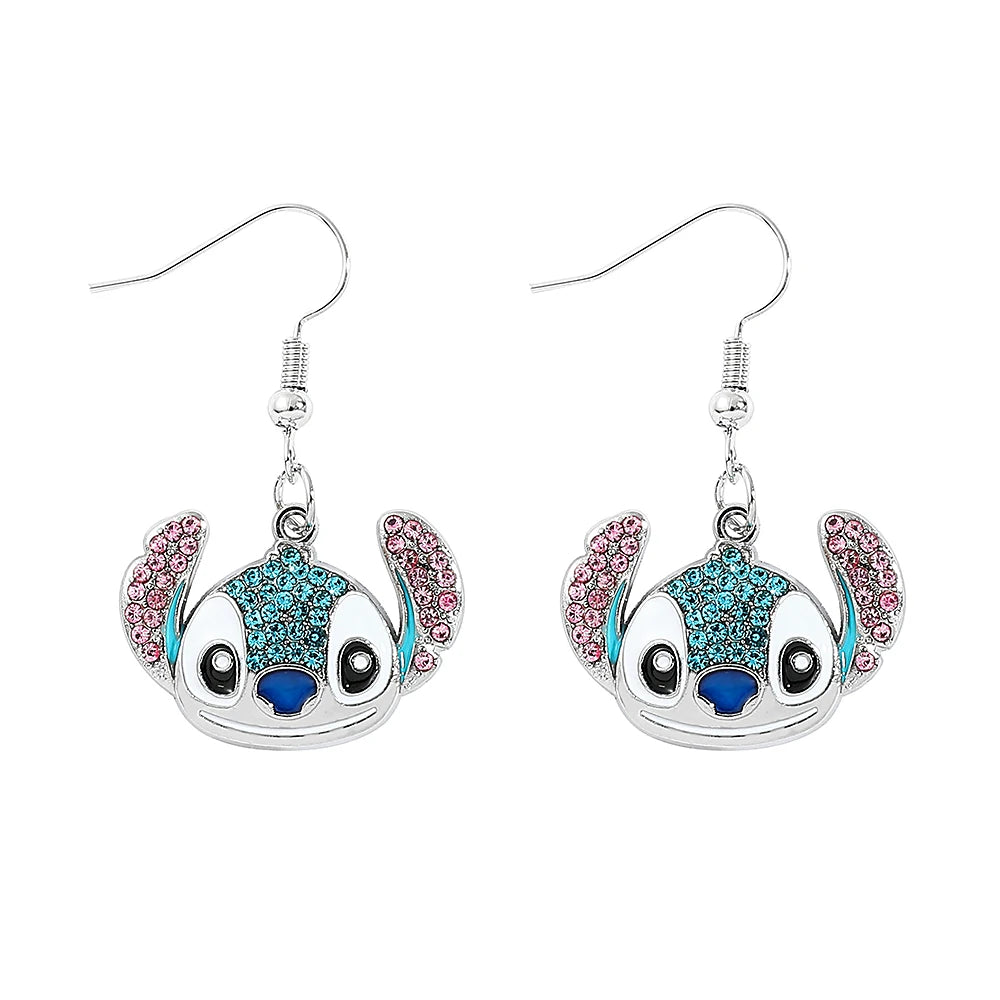 Disney-Cute Cartoon Stitch with Flower Stud Earrings